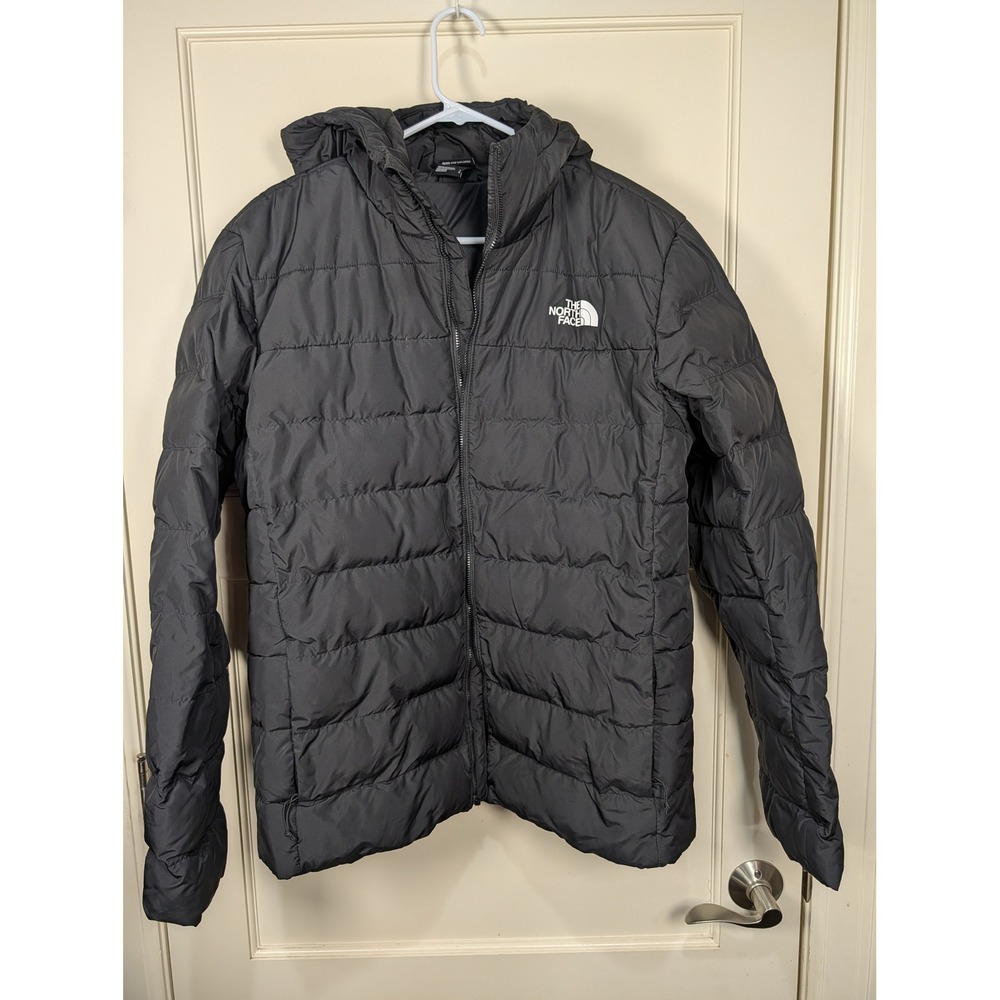 The North Face Mens Black Puffer Jacket Hooded Insulated Coat Size Large L